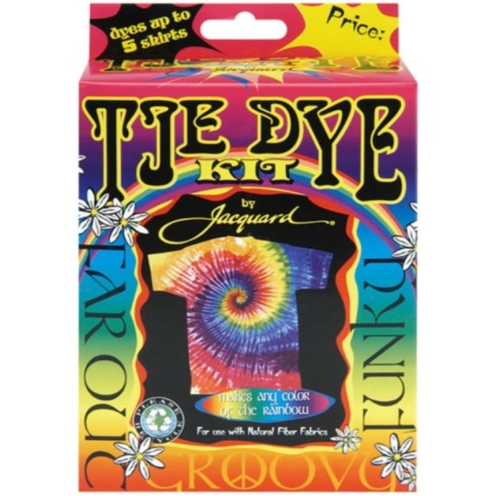 Kit de teinture Jacquard Funky Groovy Tie Dye – Comprend un colorant Procion MX pré-mesuré en magenta turquoise et jaune – avec fixateur de colorant de carbonate de sodium