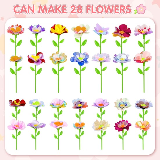 ChainnForces Kit d'artisanat de bouquet de fleurs pour la fabrication de 32 fleurs, fleurs en tissu pour l'artisanat, construisez votre bouquet, pièces de jouets