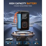 Compresseur d'air portable, gonfleur de pneus, pompe à air sans fil 3 fois plus rapide pour pneus de voiture avec lumière LED, pompe à air 150 psi avec prise allume-cigare pour voiture, moto, vélo, ballon (noir)