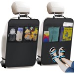 Tapis de protection avec organisateur – Lot de 2 housses de protection de siège arrière pour sièges de voiture, SUV, mini-fourgonnette ou camion – Accessoires de sécurité pour siège arrière de véhicule pour enfants – Protections universelles pour intérieu