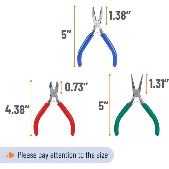 Mr. Pen- Pinces à bijoux, paquet de 3, kit de fabrication de bijoux, mini pinces pour la fabrication de bijoux, coupe-fil pour la fabrication de bijoux