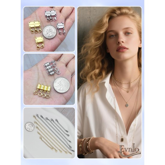 Ensemble de fermoirs multi-colliers et d'extension de chaîne et de fermoirs magnétiques pour bijoux, rallonges de collier de styles multiples en or et en argent pour femmes