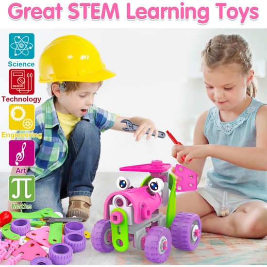 Jouets STEM pour filles de 4, 5, 6, 7, 8 ans et plus, cadeaux d'anniversaire, jouets de construction éducatifs roses pour enfants âgés de 4 à 8, 5 à 7, 8 à 10 ans, activités Stem, jouet de construction pour filles de 4 à 6, 6 à 8 ans, jeux créatifs, idée 