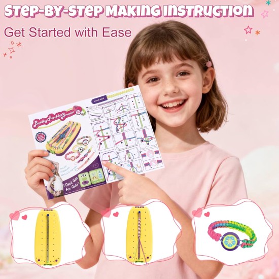 VIDIBESTY Kit de fabrication de bracelets extensibles pour filles de 6 à 12 ans, cordes élastiques, ensemble de jouets en vrac, outil de fabrication de bijoux d'amitié, cadeaux d'anniversaire de Noël populaires pour les enfants âgés de 7, 8, 9, 10, 11 ans