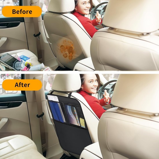 Tapis de protection avec organisateur – Lot de 2 housses de protection de siège arrière pour sièges de voiture, SUV, mini-fourgonnette ou camion – Accessoires de sécurité pour siège arrière de véhicule pour enfants – Protections universelles pour intérieu
