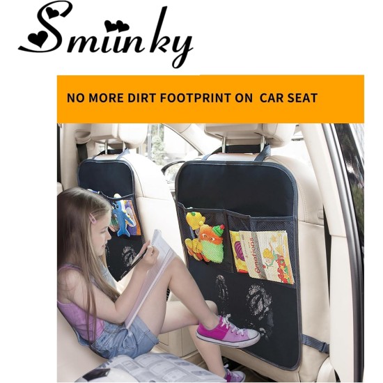 Tapis de protection avec organisateur – Lot de 2 housses de protection de siège arrière pour sièges de voiture, SUV, mini-fourgonnette ou camion – Accessoires de sécurité pour siège arrière de véhicule pour enfants – Protections universelles pour intérieu
