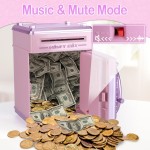 Refasy Tirelires pour filles, banque d'argent électronique mot de passe argent coffre-fort tirelire, banque de simulation d'empreintes digitales jouets pour 3 4 5 6 7 8 9 10 12 ans filles enfants cadeaux d'anniversaire de Noël (rose)
