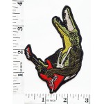 Funny Crocodile Rock and Roll Guitare Rouge Punk Rock Patchs Appliques Tissu Décoration pour Chapeau Casquette Polo Sac À Dos Vêtements Veste T-Shirt DIY Brodé Thermocollant/Coudre Sur Patch