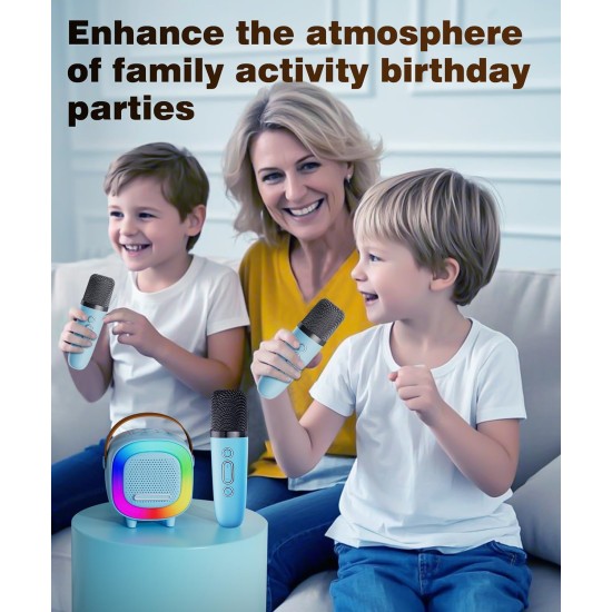 Mini haut-parleur de machine de karaoké pour enfants adultes, Bluetooth portable avec 2 microphones sans fil, idées de cadeaux d'anniversaire pour la journée des enfants, jouets pour adolescents garçons et filles âgés de 4, 5, 6, 7, 8, 9, 10, 11, 12 ans e