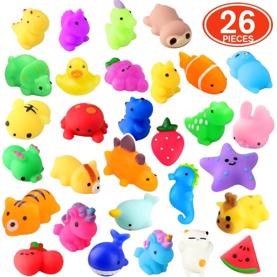 Squishies, paquet de 26 jouets Mochi Squishy – Squishys de chat Kawaii, animaux à montée lente – cadeaux de fête, sac de cadeaux, cadeaux d'anniversaire, mini Squishies, jouet anti-stress