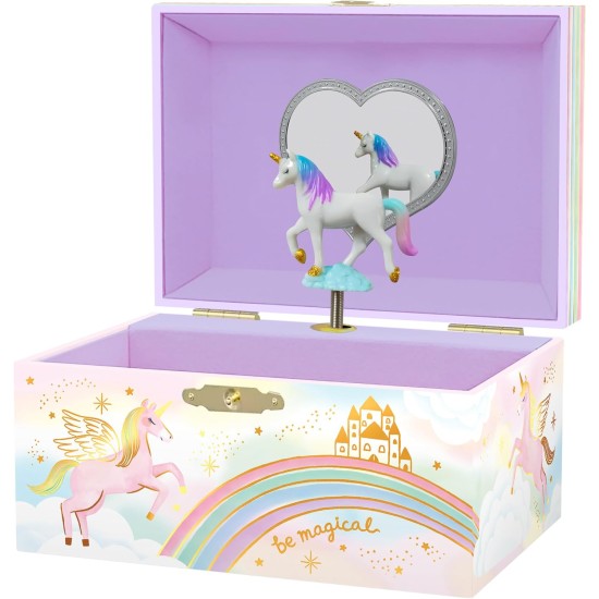 Giggle & Honey® Boîte à bijoux musicale pour filles – Boîte à bijoux pour enfants, jouets licorne pour filles de 4 à 6 ans, cadeaux licorne