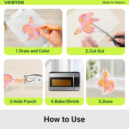 WISYOK 30 pièces film rétractable, feuilles de plastique rétractables pour l'artisanat, la fabrication de bijoux, les projets de classe, les cadeaux personnalisés, la décoration intérieure, 8,2x5,8 pouces