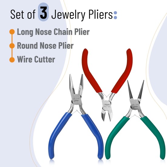 Mr. Pen- Pinces à bijoux, paquet de 3, kit de fabrication de bijoux, mini pinces pour la fabrication de bijoux, coupe-fil pour la fabrication de bijoux