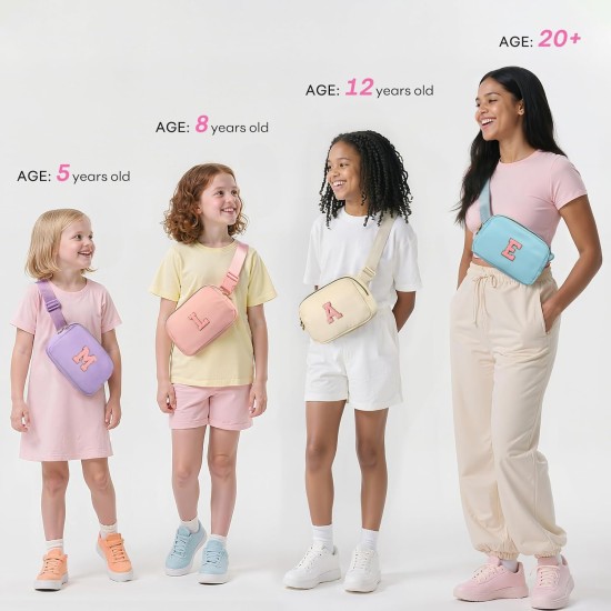 mibasies Cadeaux de Pâques pour enfants filles, sac banane initial, cadeaux d'anniversaire pour 4 5 6 7 8 9 10 11 12 13 adolescentes – Objets tendance personnalisés mignons – Crème A