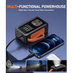 Compresseur d'air portable, gonfleur de pneus, pompe à air sans fil 3 fois plus rapide pour pneus de voiture avec lumière LED, pompe à air 150 psi avec prise allume-cigare pour voiture, moto, vélo, ballon (noir)