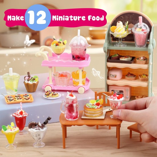 Ensemble de 12 jouets alimentaires miniatures à fabriquer soi-même, jeu en résine, non comestible, mini jeu de cuisine pour enfants de 8 à 13 ans, anniversaire pour filles de 8, 9, 10 ans, préparez votre nourriture