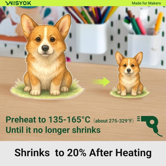 WISYOK 30 pièces film rétractable, feuilles de plastique rétractables pour l'artisanat, la fabrication de bijoux, les projets de classe, les cadeaux personnalisés, la décoration intérieure, 8,2x5,8 pouces