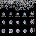 Lot de 600 perles en verre cristal pour la fabrication de bijoux, perles en cristal avec boîte, assortiment de bicônes, rondelles, cubes, gouttes et perles d'espacement pour bricolage, bracelets, colliers, boucles d'oreilles, 4/6/8 mm, couleur AB