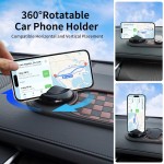 Tapis de tableau de bord de voiture antidérapant universel avec support de téléphone rotatif à 360° – Organisateur multifonction pour téléphones, lunettes de soleil, clés et essentiels du quotidien (gris noir)