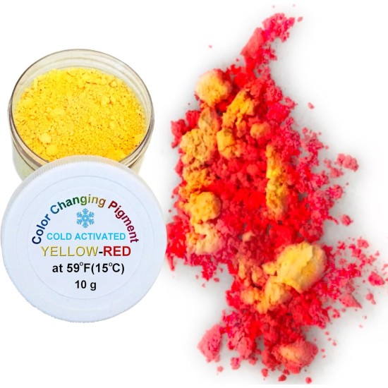 Pigment thermochromique à changement de couleur activé par la température, parfait pour le slime à changement de couleur (jaune-rouge 59F/15C)