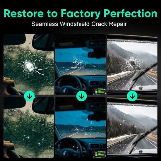 Kit de réparation d'éclats de pare-brise – Kit de réparation de fissures de pare-brise de voiture, liquide de réparation de verre pour fissures et éclats, kit de réparation d'éclats de roche pour réparer les fenêtres, miroirs, lunettes, tous les types de 
