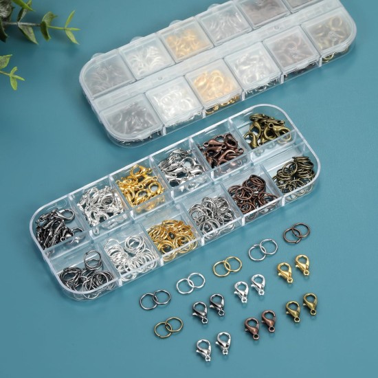 Ensemble de fermoirs à pince de homard et d'anneaux de saut ouverts, fermoirs à homard de 6 couleurs pour la fabrication de bijoux, porte-clés et bracelets