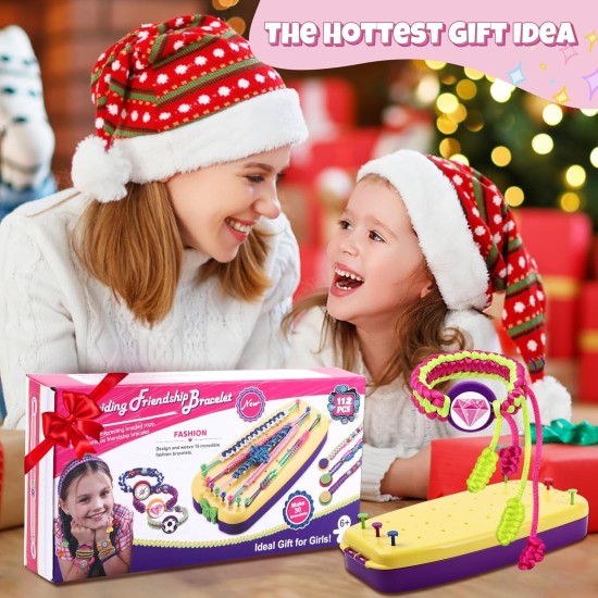 VIDIBESTY Kit de fabrication de bracelets extensibles pour filles de 6 à 12 ans, cordes élastiques, ensemble de jouets en vrac, outil de fabrication de bijoux d'amitié, cadeaux d'anniversaire de Noël populaires pour les enfants âgés de 7, 8, 9, 10, 11 ans