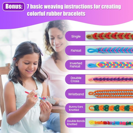 FUNiOi Kit d'art et d'artisanat pour enfants, bracelet en caoutchouc, jouet, peigne à tisser pour chat, plus de 1000 attaches à cheveux colorées, bricolage, étui de rangement, cadeau pour filles de 7 à 12 ans FUNiOi Kit d'art et d'artisanat pour enfants, bracelet en caoutchouc, jouet, peigne à tisser pour chat, plus de 1000 attaches à cheveux colorées, bricolage, étui de rangement, cadeau pour filles de 7 à 12 ans
