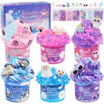Lot de 6 slimes, slime pour enfants au pays des merveilles des animaux, kit de slime nuage de beurre pour filles âgées de 8 à 12 ans, jouets pour filles et garçons, cadeaux d'anniversaire, d'Halloween, de Noël pour enfants, sacs de cadeaux