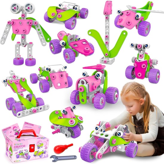 Jouets STEM pour filles de 4, 5, 6, 7, 8 ans et plus, cadeaux d'anniversaire, jouets de construction éducatifs roses pour enfants âgés de 4 à 8, 5 à 7, 8 à 10 ans, activités Stem, jouet de construction pour filles de 4 à 6, 6 à 8 ans, jeux créatifs, idée 