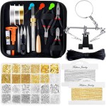 shynek Kit de fournitures de fabrication de bijoux pour adultes, outils de fabrication de bijoux avec crochets de boucles d'oreilles, apprêts, fils, chaînes et mains secourables pour la fabrication et la réparation d'artisanat