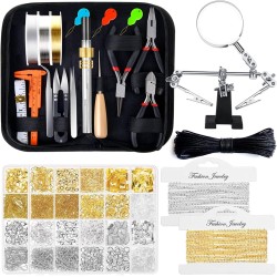 shynek Kit de fournitures de fabrication de bijoux pour adultes, outils de fabrication de bijoux avec crochets de boucles d'oreilles, apprêts, fils, chaînes et mains secourables pour la fabrication et la réparation d'artisanat