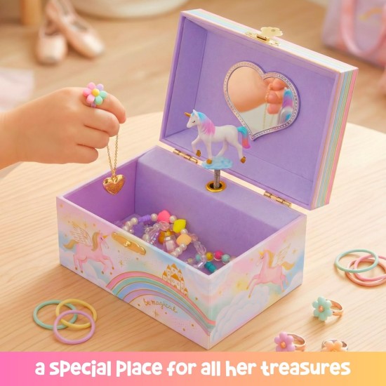 Giggle & Honey® Boîte à bijoux musicale pour filles – Boîte à bijoux pour enfants, jouets licorne pour filles de 4 à 6 ans, cadeaux licorne