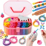 FUNiOi Kit d'art et d'artisanat pour enfants, bracelet en caoutchouc, jouet, peigne à tisser pour chat, plus de 1000 attaches à cheveux colorées, bricolage, étui de rangement, cadeau pour filles de 7 à 12 ans FUNiOi Kit d'art et d'artisanat pour enfants, bracelet en caoutchouc, jouet, peigne à tisser pour chat, plus de 1000 attaches à cheveux colorées, bricolage, étui de rangement, cadeau pour filles de 7 à 12 ans