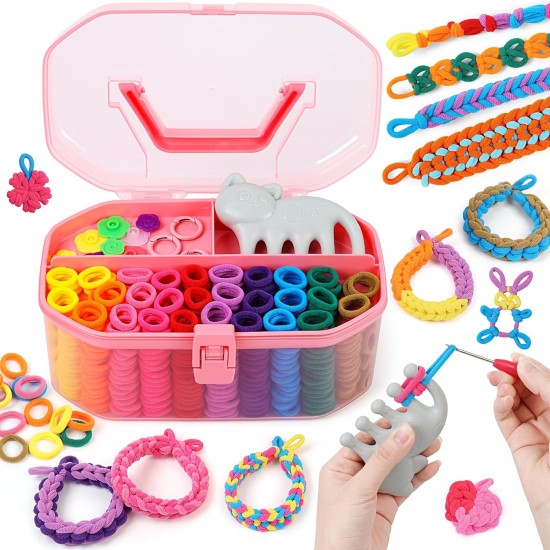 FUNiOi Kit d'art et d'artisanat pour enfants, bracelet en caoutchouc, jouet, peigne à tisser pour chat, plus de 1000 attaches à cheveux colorées, bricolage, étui de rangement, cadeau pour filles de 7 à 12 ans FUNiOi Kit d'art et d'artisanat pour enfants, bracelet en caoutchouc, jouet, peigne à tisser pour chat, plus de 1000 attaches à cheveux colorées, bricolage, étui de rangement, cadeau pour filles de 7 à 12 ans