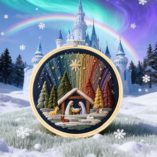 Berthg Kit de broderie de Noël - Ensemble de broderie de la Nativité DIY pour débutants, Stitch The Holy Story, Kit de broderie chrétienne