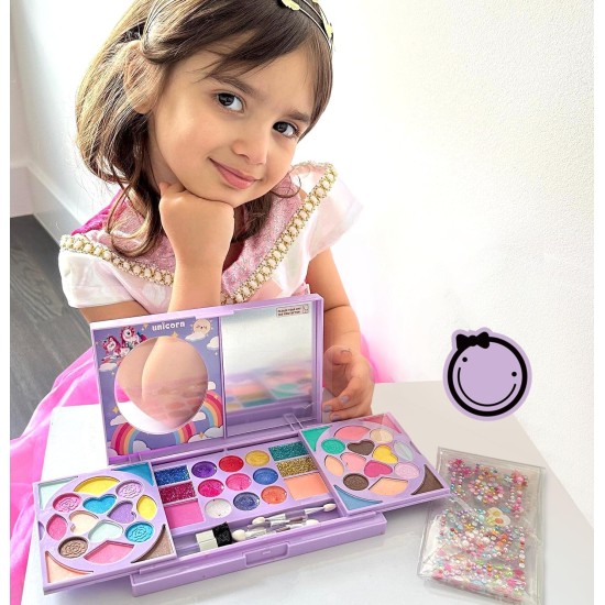 Tomons Kit de maquillage pour enfants pour filles, véritable jouet cosmétique lavable, ensemble de beauté, jouets d'anniversaire, cadeau pour filles de 3 4 5 6 7 8 9 10 ans