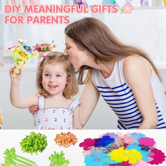 ChainnForces Kit d'artisanat de bouquet de fleurs pour la fabrication de 32 fleurs, fleurs en tissu pour l'artisanat, construisez votre bouquet, pièces de jouets