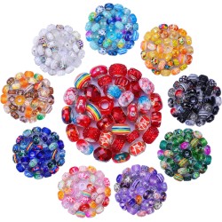 Assortiment de 240 pièces de perles artisanales européennes à grand trou, perles d'espacement colorées, pour la fabrication de colliers, de bracelets, de bijoux (styles de couleurs mélangées)