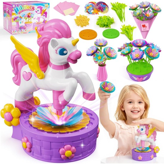 Zmpolir Kits d'artisanat, fabricant de bouquets à pousser, jouets licorne pour filles de 3 à 12 ans, jouets de bouquet en tissu, kit d'art et d'artisanat pour enfants, cadeaux d'anniversaire créatifs pour filles de 3 4 5 6 7 8 9 10 11 12 ans