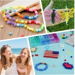 Gionlion Kit de 4200 perles de poney pour la fabrication de bracelets, 48 ​​couleurs, kit de bracelets de perles Kandi, 2500 bonbons arc-en-ciel, 1700 perles de lettre d'amitié avec cordes élastiques de 20 mètres pour la fabrication de bijoux