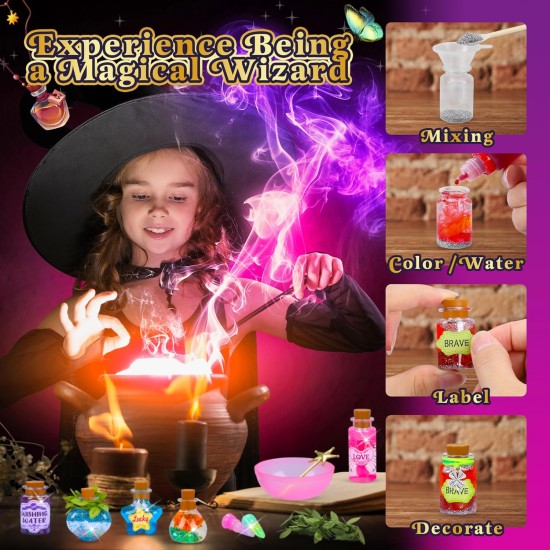 CARTELL Kit de potions magiques féeriques pour enfants, 26 bouteilles de potions magiques mixtes améliorées, kit d'artisanat de potions mystères, décorations de Noël, cadeaux d'anniversaire pour filles et garçons âgés de 6, 7, 8, 9, 10 ans et plus