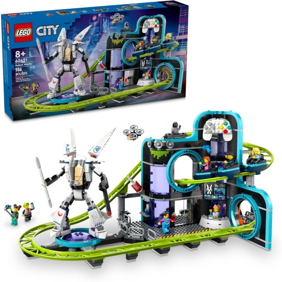 LEGO City Robot World Roller Coaster - Ensemble de construction pour enfants - Jouet d'ingénierie avec costume mécanique mobile pour garçons et filles, à partir de 8 ans - Idées cadeaux pour Noël - 60421