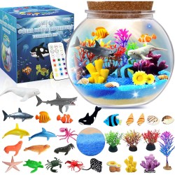 Kit de terrarium lumineux océan pour enfants – Veilleuse LED cadeaux d'anniversaire océan pour filles et garçons âgés de 4 5 6 7 8-12 ans, kit d'art et d'artisanat pour enfants, cadeaux idéaux de Pâques