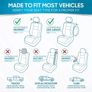 BDK PolyPro Ensemble complet de housses de siège de voiture en noir uni, housses de siège de banquette divisées avant et arrière pour voiture, ensemble de housses de siège de voiture faciles à installer et accessoires pour voitures, camions, vans, SUV – N