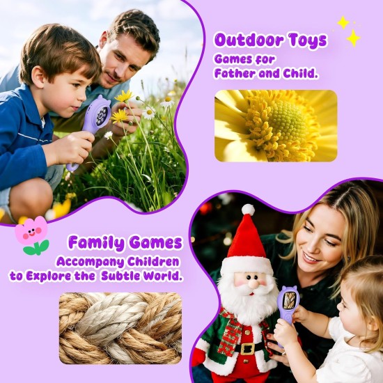 Microscope pour enfants – Mini microscope de poche pour les tout-petits – Kit scientifique éducatif STEM, jouets pour cadeaux d'anniversaire de Noël, jouets pour filles de 5, 6, 7, 8, 9, 10, 11, 12 ans (violet)