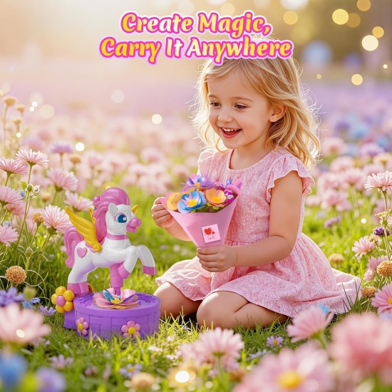 Zmpolir Kits d'artisanat, fabricant de bouquets à pousser, jouets licorne pour filles de 3 à 12 ans, jouets de bouquet en tissu, kit d'art et d'artisanat pour enfants, cadeaux d'anniversaire créatifs pour filles de 3 4 5 6 7 8 9 10 11 12 ans