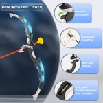 Ensemble d'arc et de flèches pour enfants, lot de 2 jeux de tir à l'arc lumineux à LED avec 20 flèches à ventouse, jouet d'intérieur et d'extérieur pour garçons et filles âgés de 4 à 8 ans, 8 à 12 ans avec cible debout et 2 carquois, cadeau d'anniversaire