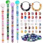 Assortiment de 240 pièces de perles artisanales européennes à grand trou, perles d'espacement colorées, pour la fabrication de colliers, de bracelets, de bijoux (styles de couleurs mélangées) Assortiment de 240 pièces de perles artisanales européennes à grand trou, perles d'espacement colorées, pour la fabrication de colliers, de bracelets, de bijoux (styles de couleurs mélangées)