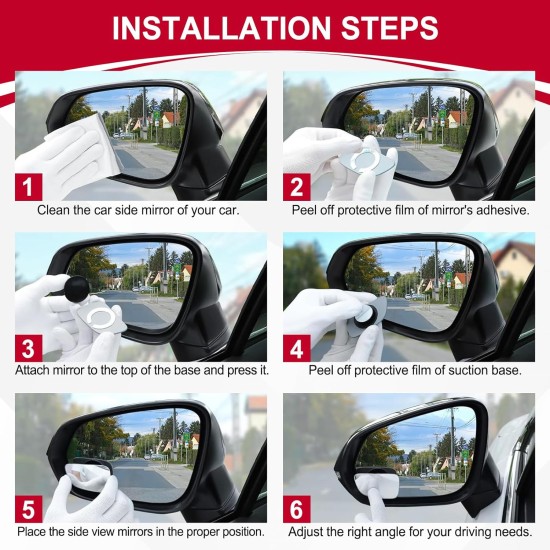 LivTee Rétroviseur de voiture pour angle mort, rétroviseur latéral convexe sans cadre en verre HD, rétroviseurs grand angle pour SUV, camions et camping-cars – Accessoires de voiture